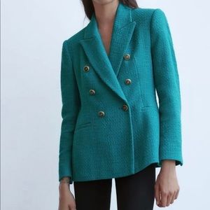 Zara Double Breaster Blazer Turquoise color.NWT!